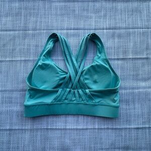 Avia Women’s Strappy Back Medium Impact Sports Bra - Aqua Blue 
Small (4-6)